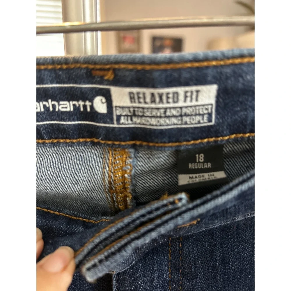 Carhartt Relaxed Fit Dark Wash Straight Leg Denim‎ Jeans Women Size 18 Regular